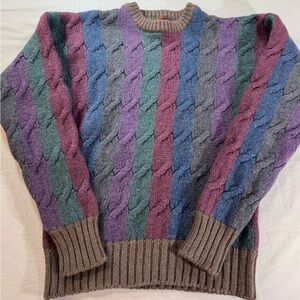 100% Wool Sweater Boston Traders Womens M Cable Knit Fits Small